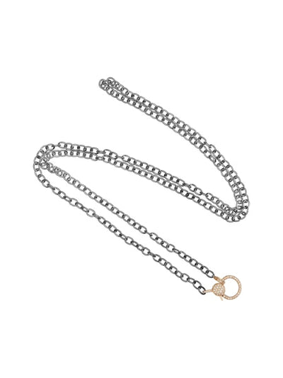 Sterling Silver and 18K Yellow Gold Chain with Diamond Clasp