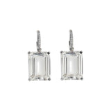 Ileana Makri 18K White Gold White Topaz Oblong Royal Crown Hoops