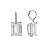 Ileana Makri 18K White Gold White Topaz Oblong Royal Crown Hoops