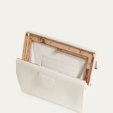 Gabriela Hearst Carrington Clutch in Ivory Textured Leather