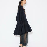 Alaia Minuit Cashmere Peplum Coat