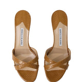 Manolo Blahnik Callamu Open Toe Mule in Light Brown