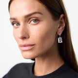 Ileana Makri 18K White Gold White Topaz Oblong Royal Crown Hoops
