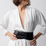Alaia Blanc Long Sleeve Belt Dress