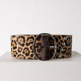 Alaia Brun Sepia Leopard Oval Buckle Belt