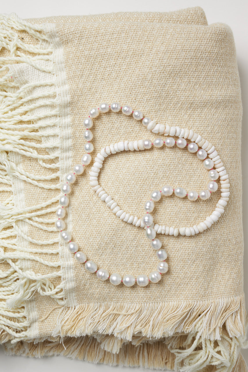 White Baroque Pearl Necklace with Puka Shells