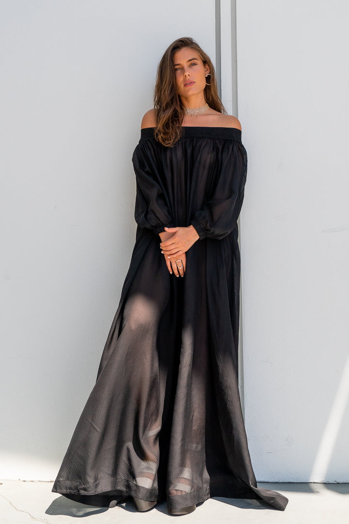 Alaia-Vichy-Blouse-Dress-Black-Amarees