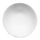 Overhead view of medium simple soup plate on white background, with no model shown.