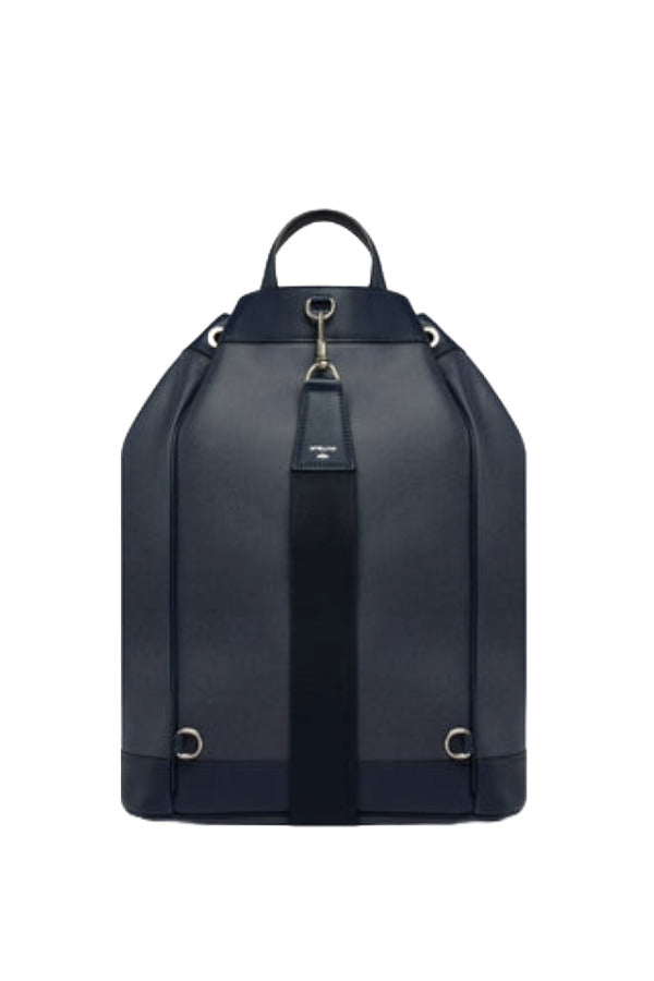 Back view of navy newport shoulder bag on white background with no model shown.