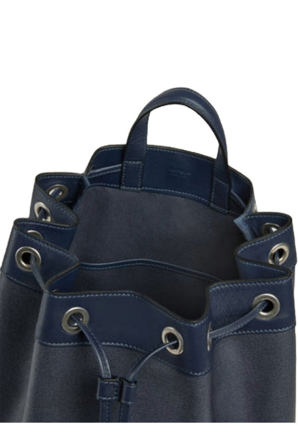 Open top view of navy newport shoulder bag on white background, with no model shown.