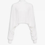 Front view of white batwing jumper on white background, with no model shown.