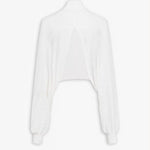 Back view of white batwing jumper on white background, with no model shown.
