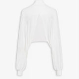 Back view of white batwing jumper on white background, with no model shown.