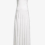 Front view of white linen dress on white background, with no model shown.