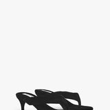 Alternate pair view of noir heel thong mule in velvet on white background, with no model shown.