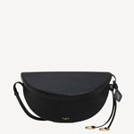 Front view of noir hip east west bag on white background, with no model shown.