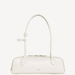 Front view of ivoire le teckel medium bag on white background, with no model shown.