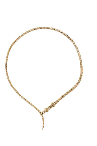 18K Yellow Gold Thin Alligator Wrap Necklace