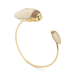 18K Yellow Gold Scarab and Mammoth Bangle Set with Mammoth Tusk and Brown Diamonds