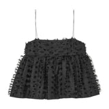Front view of black Babette Top on white background, with no model shown.