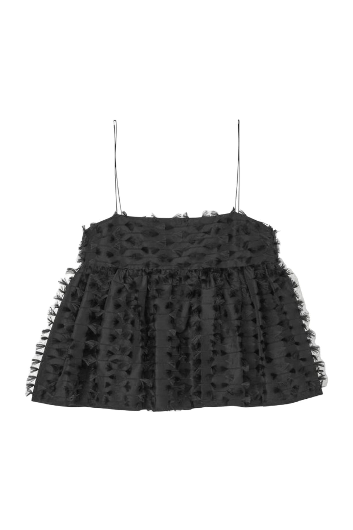 Front view of black Babette Top on white background, with no model shown.