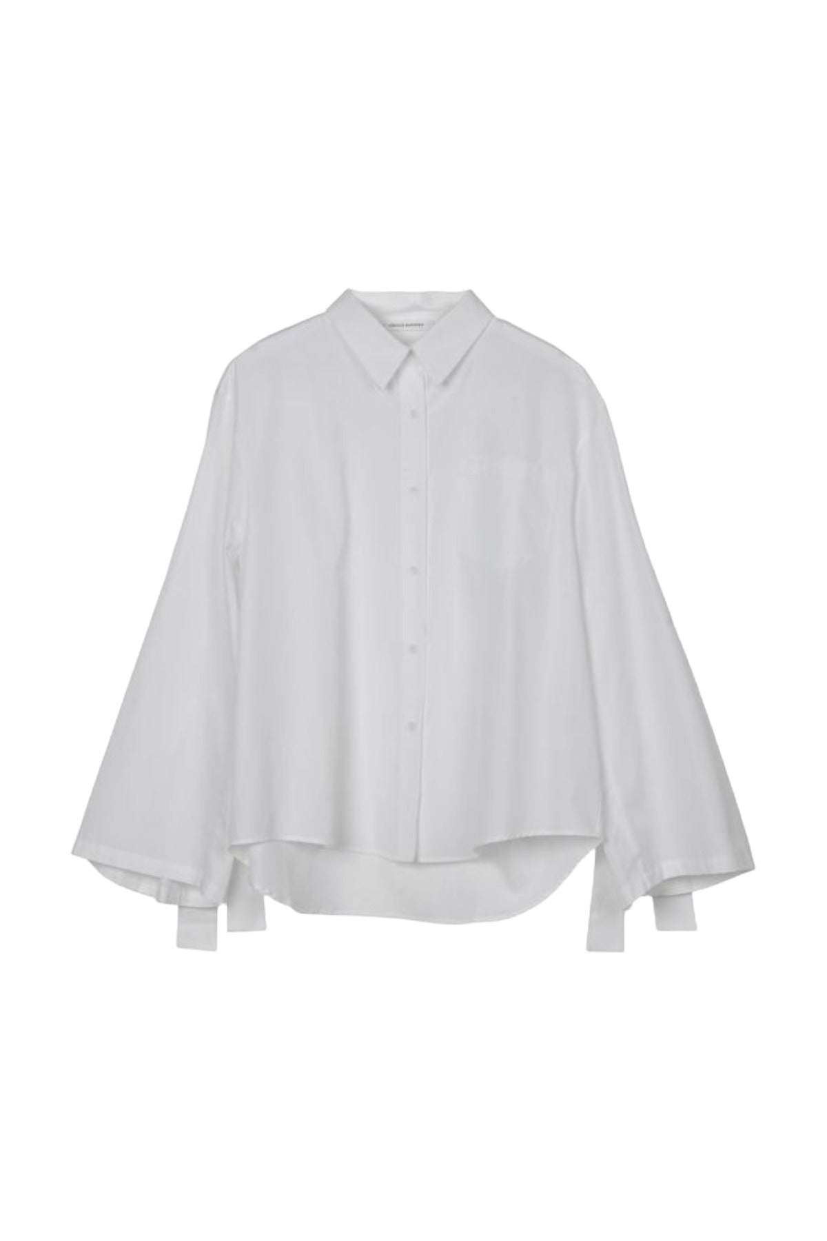 Front view of white Bridget Top on white background, with no model present.