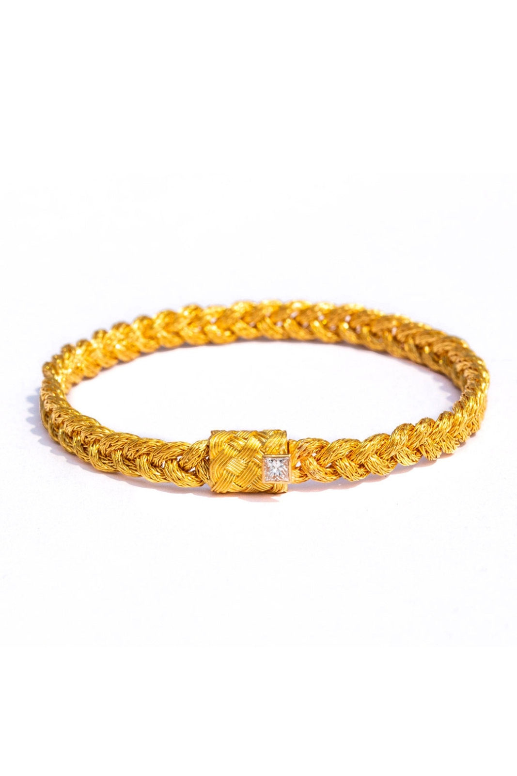 22K Yellow Gold 6.5”  Diamond Danae Braided Bracelet
