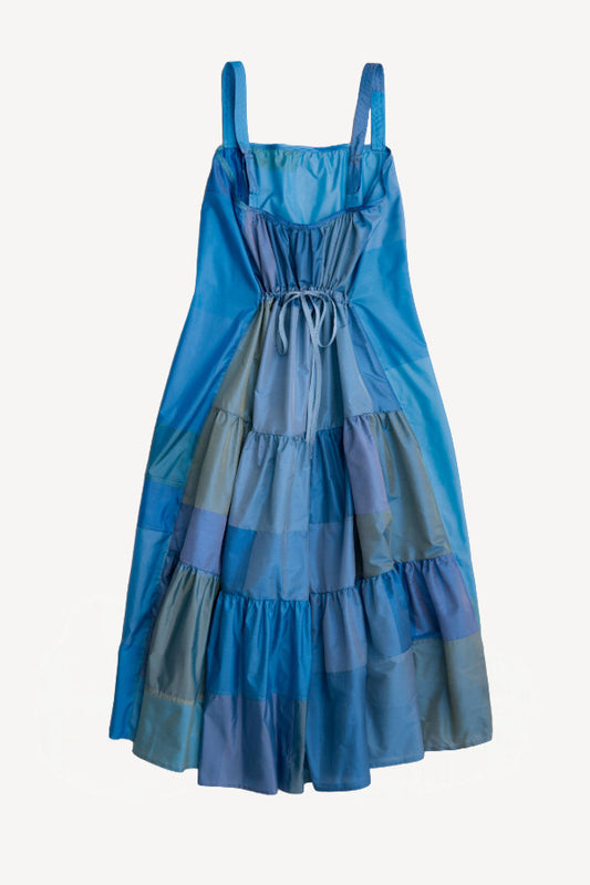 Back view of agriolivadi recycled parachute dress on white background, with no model shown.