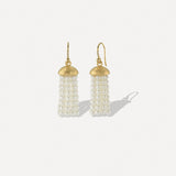 Irene Neuwirth 18K Yellow Gold Short Tassel Earrings with Akoya Pearl Strands on Diamond Pavé Earwire