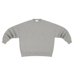 Front view of grey sweater on white background, with no model shown.