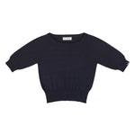 Front view of navy marianne sweater on white background, with no model shown.