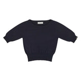 Front view of navy marianne sweater on white background, with no model shown.