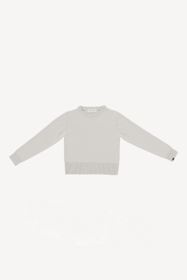 Front view of chalk no 430 jeanne sweater on white background, with no model shown.