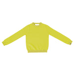Front view of sunny kid sweater on white background, with no model shown.