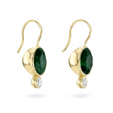 18K Yellow Gold Green Emerald and Diamond Drop Earrings