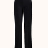 Front view of black tuxedo julep pants on white background, with no model shown.