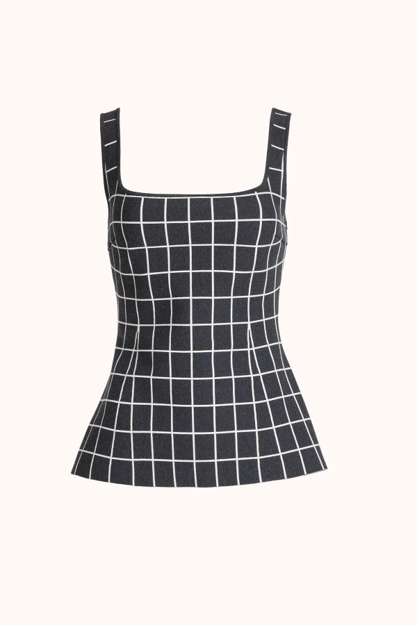 Front view of charcoal combo inna top on white background, with no model shown.