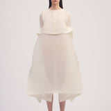 Issey Miyake Paneled Pleats Dress in White