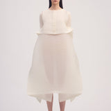 Issey Miyake Paneled Pleats Cardigan in White