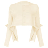 Issey Miyake Paneled Pleats Cardigan in White