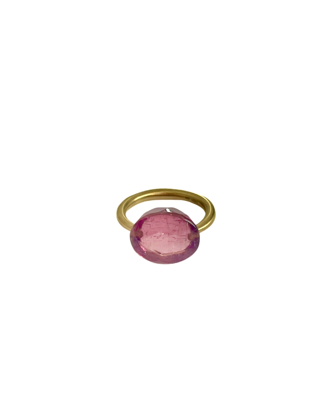 22K Pink Tourmaline Cabochon Ring
