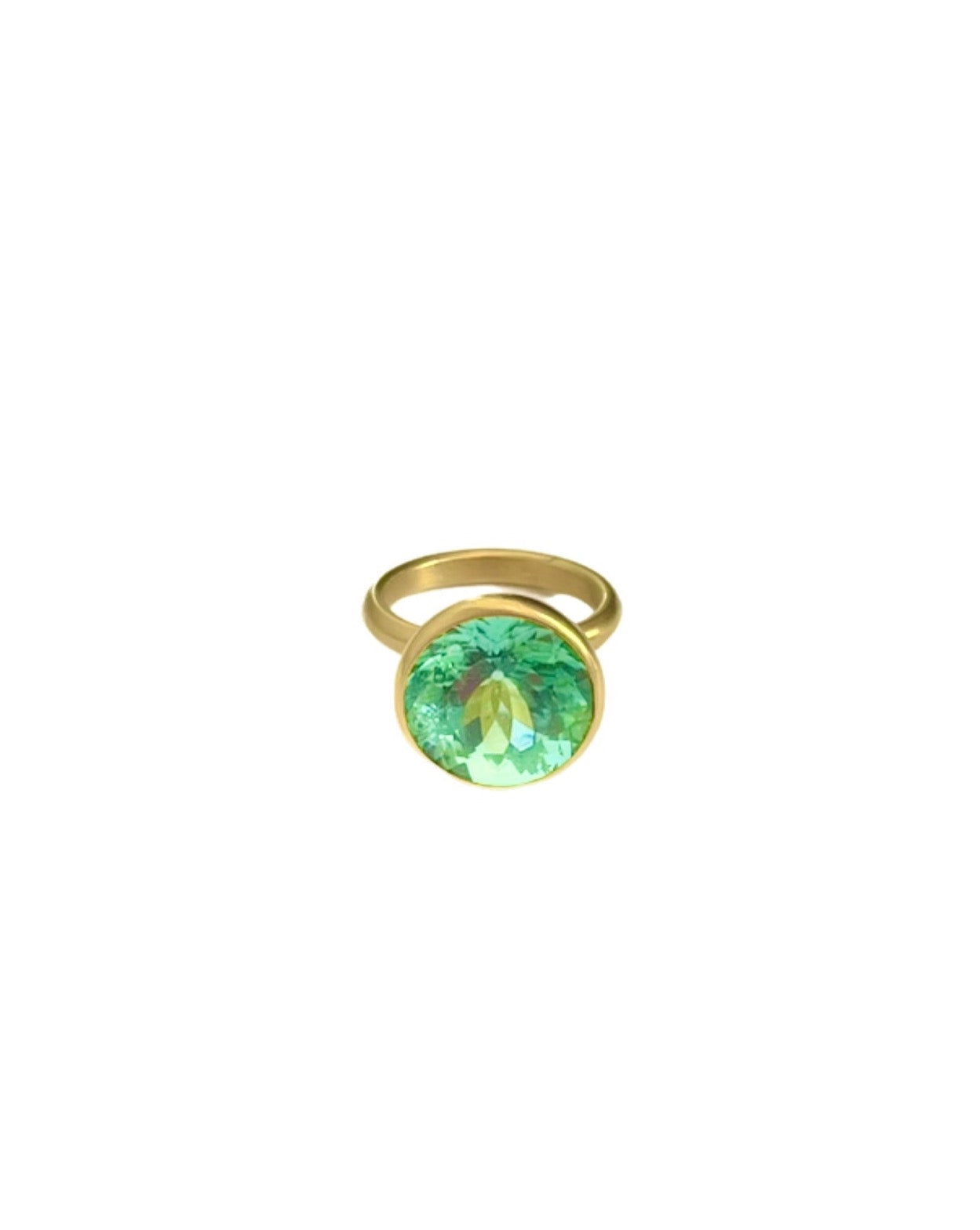 22K Yellow Gold Green Tourmaline Princess Ring