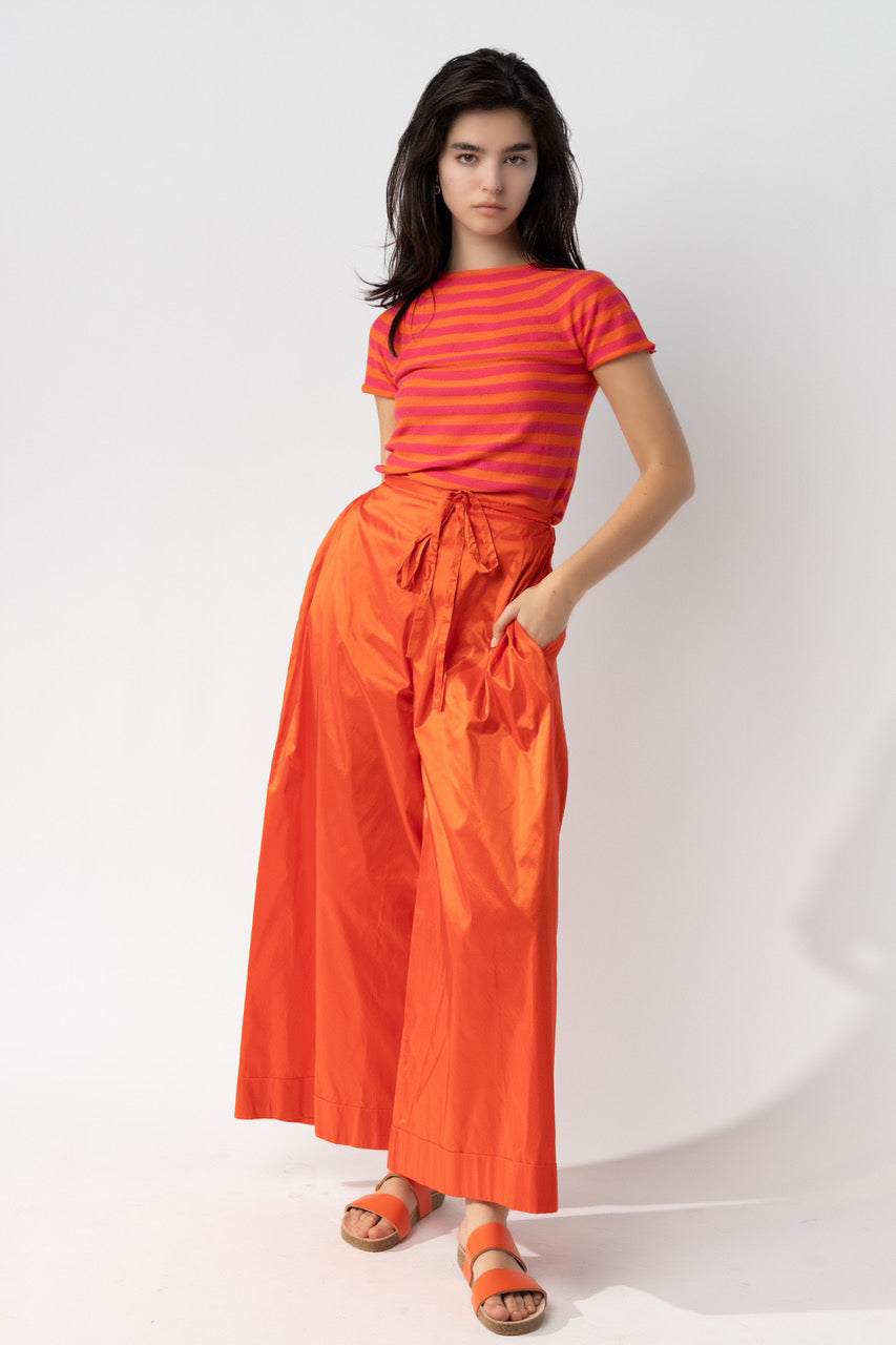 Silk Trouser with Pockets and self-tie waist