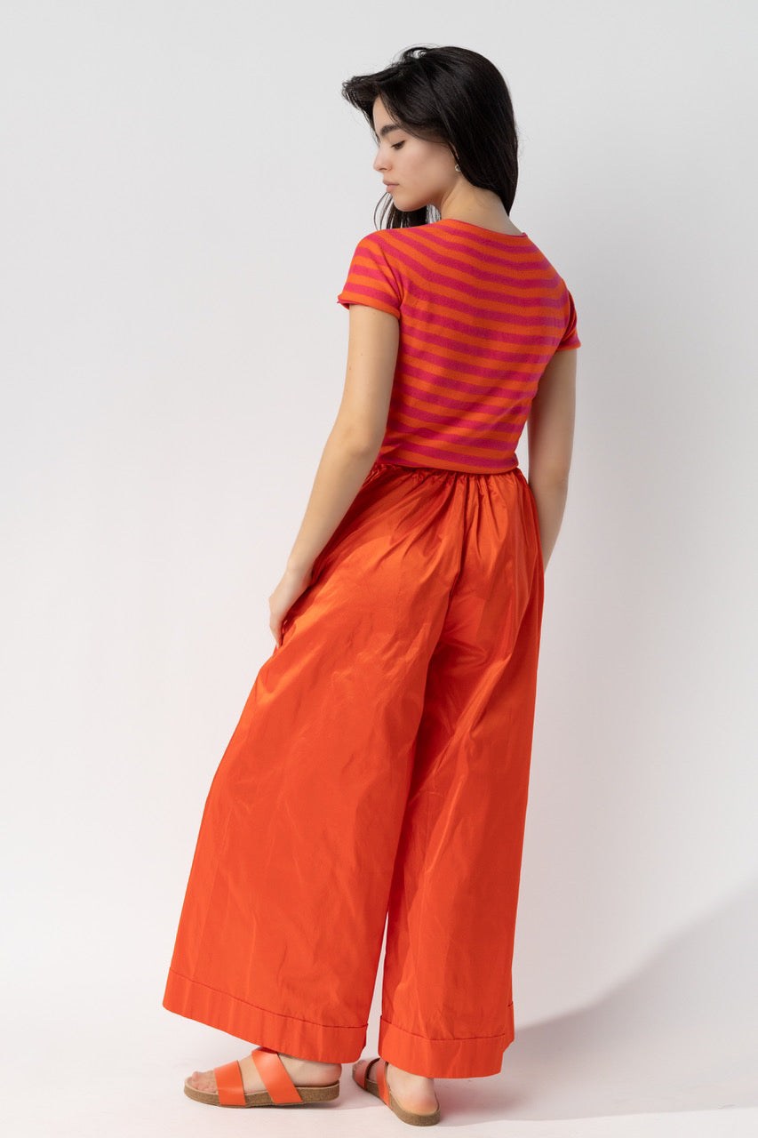 Silk Trouser with Pockets and self-tie waist