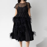 Louiza Babouyan Skirt with Feathers