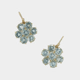 Irene Neuwirth 18K Yellow Gold Classic Floret Aquamarine Earrings on Diamond Pave Hooks