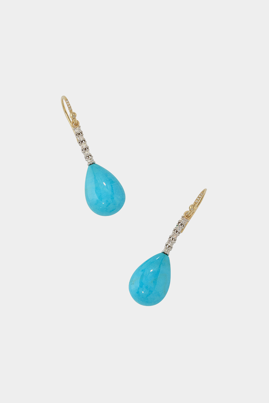 18K Yellow and White Gold Turquoise Drops with Diamond Pave