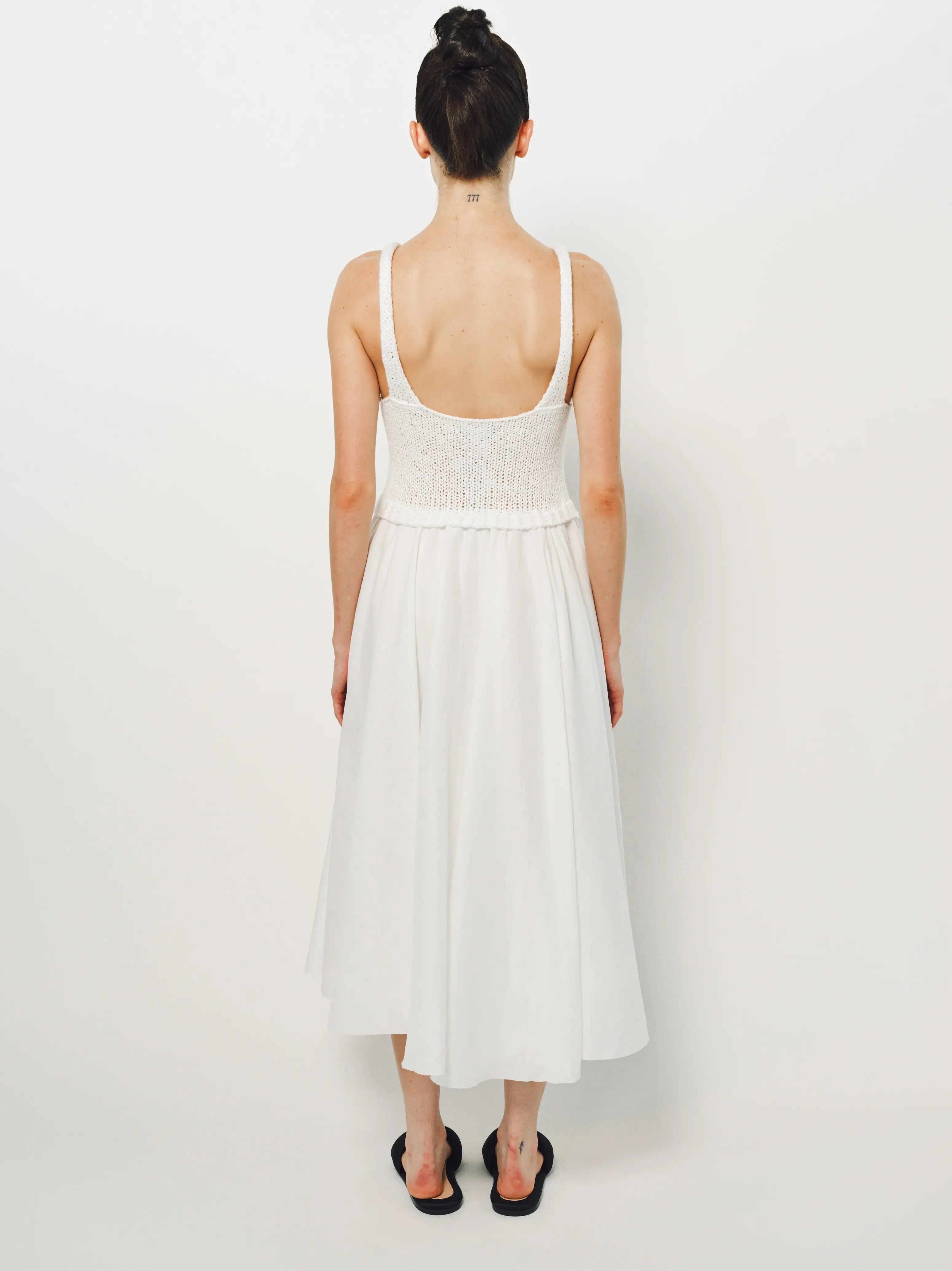 Louiza Babouryan Cotton Knit Linen Dress XS / White