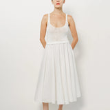 Louiza Babouryan Cotton Knit Linen Dress XS / White