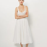 Louiza Babouryan Cotton Knit Linen Dress XS / White